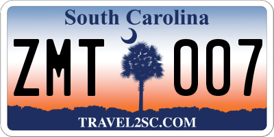 SC license plate ZMT007