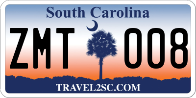 SC license plate ZMT008