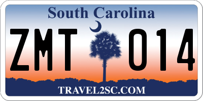 SC license plate ZMT014