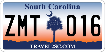 SC license plate ZMT016