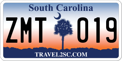 SC license plate ZMT019