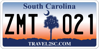 SC license plate ZMT021