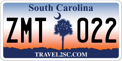 SC license plate ZMT022