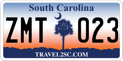SC license plate ZMT023