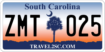 SC license plate ZMT025