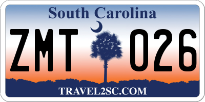 SC license plate ZMT026