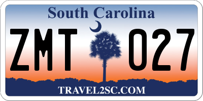 SC license plate ZMT027
