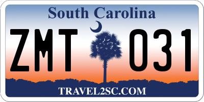 SC license plate ZMT031
