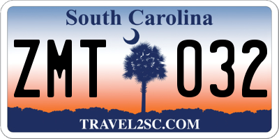 SC license plate ZMT032