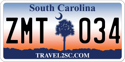 SC license plate ZMT034