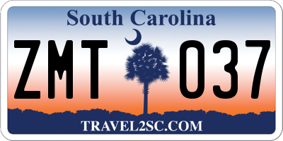 SC license plate ZMT037