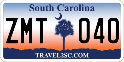 SC license plate ZMT040