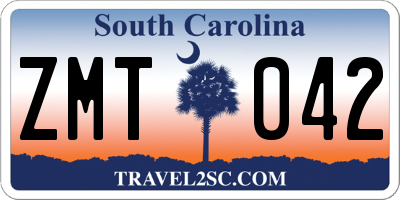 SC license plate ZMT042