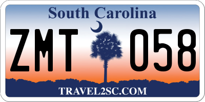 SC license plate ZMT058