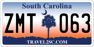 SC license plate ZMT063