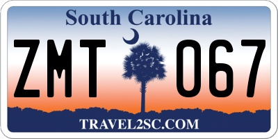 SC license plate ZMT067