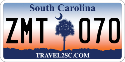 SC license plate ZMT070