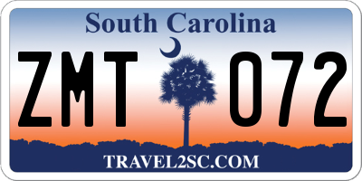 SC license plate ZMT072