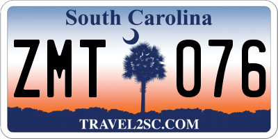 SC license plate ZMT076