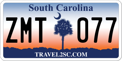 SC license plate ZMT077