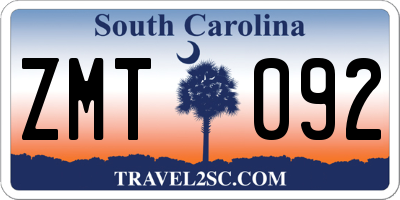 SC license plate ZMT092