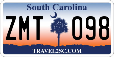 SC license plate ZMT098