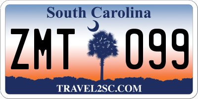 SC license plate ZMT099