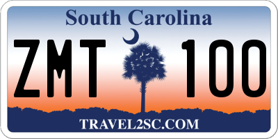 SC license plate ZMT100