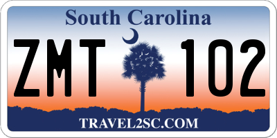 SC license plate ZMT102