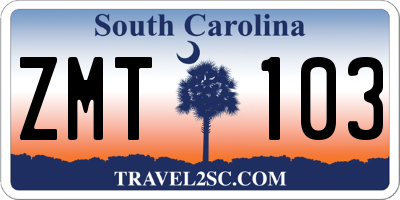 SC license plate ZMT103