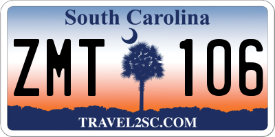 SC license plate ZMT106