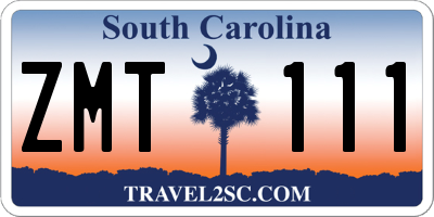 SC license plate ZMT111