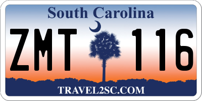 SC license plate ZMT116