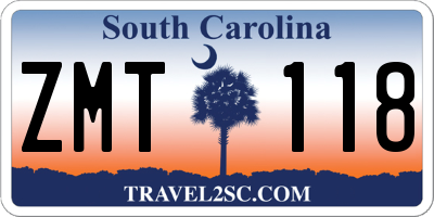 SC license plate ZMT118