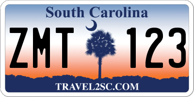 SC license plate ZMT123