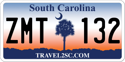 SC license plate ZMT132