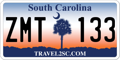 SC license plate ZMT133