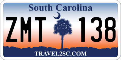 SC license plate ZMT138