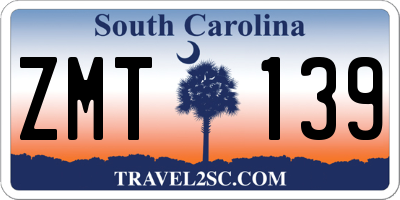SC license plate ZMT139
