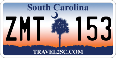 SC license plate ZMT153