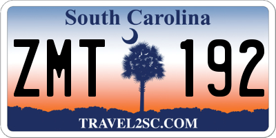SC license plate ZMT192
