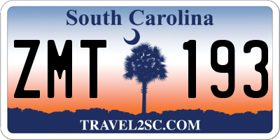 SC license plate ZMT193