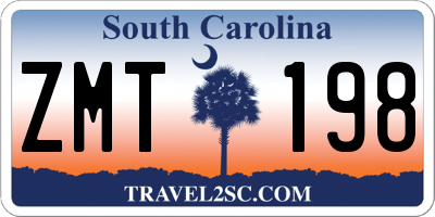 SC license plate ZMT198