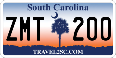SC license plate ZMT200