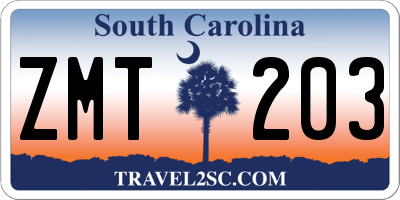 SC license plate ZMT203