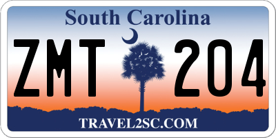 SC license plate ZMT204