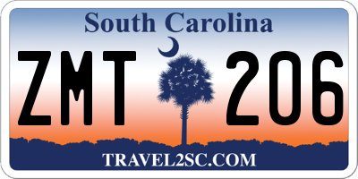 SC license plate ZMT206