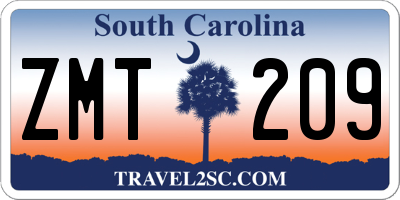 SC license plate ZMT209