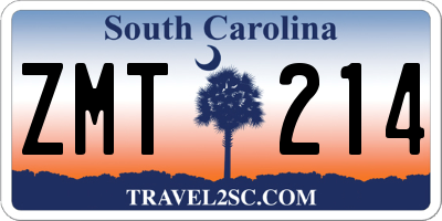 SC license plate ZMT214