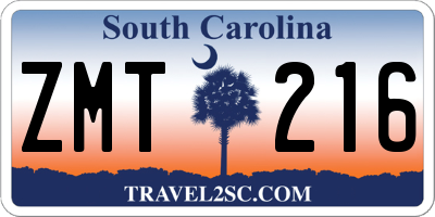 SC license plate ZMT216